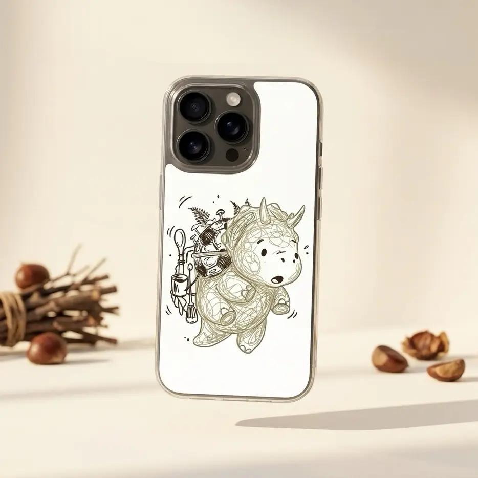 Artify iPhone 17 Pro 透明手机壳,可爱涂鸦三角龙徒步艺术,防发黄柔性 TPU 材质,纤薄防震防摔保护套,精准开孔,轻量化设计