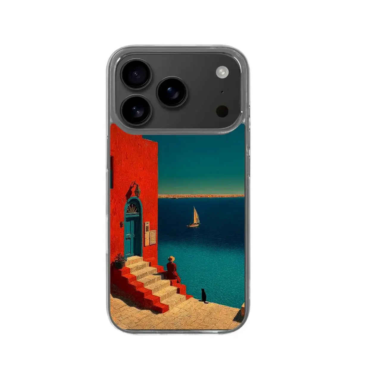 AestheTech iPhone 17 Pro 透明 TPU 手机壳,Juan Brufal 100% 正品授权,地中海艺术印花保护套,防震防摔,抗黄变耐刮擦柔韧边框