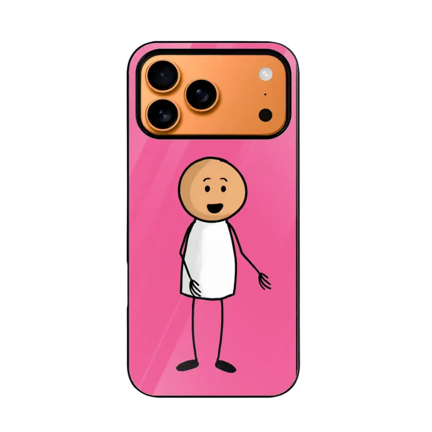 iPhone 17 Pro Max 通用手机壳,可爱卡通火柴人图案保护套,兼容 iPhone 17 Pro Max 6.9 英寸,防震保护,柔软柔韧 TPU 材质,防刮美学粉色外壳