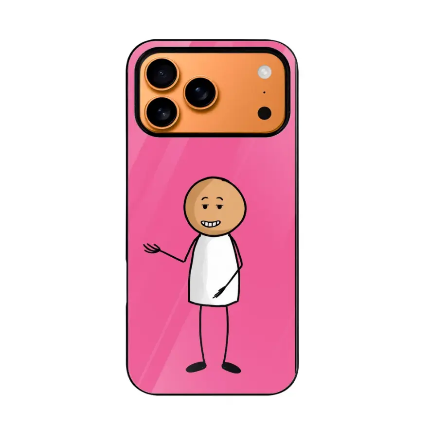 Artix iPhone 17 Pro Max 手机壳,趣味卡通火柴人保护套,纤薄 TPU 防震柔性保险杠,加高边缘摄像头保护,粉色图案印花设计,防刮外壳