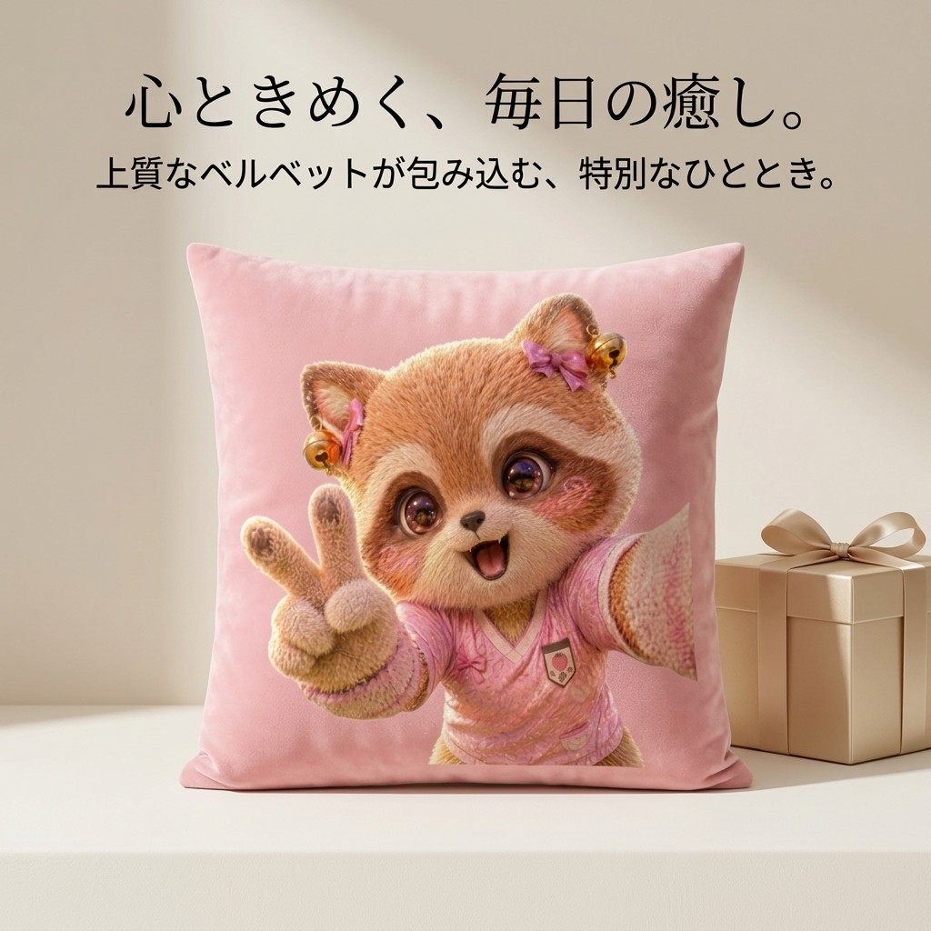 MOSMEE 抱枕套 45x45cm 40x40 50x50 可爱浣熊设计 丝绒感短毛绒，时尚枕套 北欧风 沙发靠背 卧室 房间装饰 车内用 家居杂货，高耐用性 隐形拉链设计 手感舒适 柔软蓬松，透气 吸汗 四季通用 可机洗 防缩水，赠礼佳品 单件装 仅含枕套 不含枕芯 1张